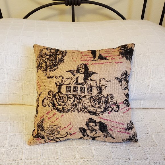 Cherub Burlap Love Pillow, NWT - Picture 1 of 4